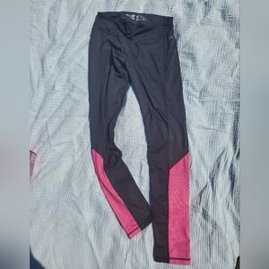 Head Womens Mini Stripe Skinny Slimming Midrise Leggings Black Pink Size Medium